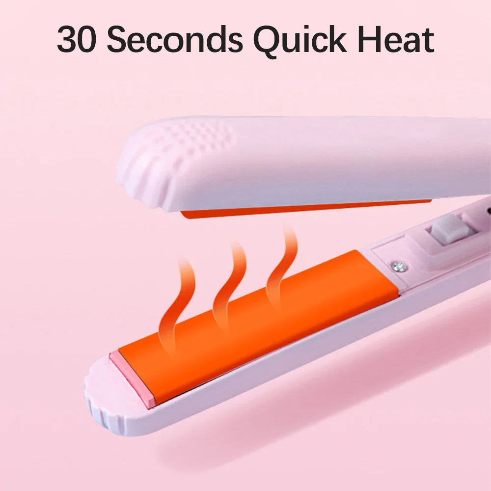 Mini Hair Straightener Hairstyling Iron Heating Curler For Women And Men 30 Sec Quick Heat