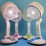 Rechargeable Folding Table Fan With Led Light Double Battery